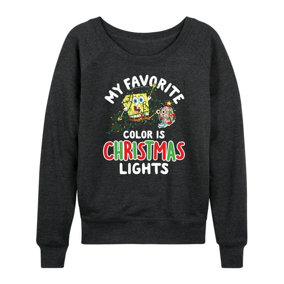 SpongeBob SquarePants - My Favorite Color Is Christmas Lights - Women's Lightweight French Terry Long Sleeve Shirt