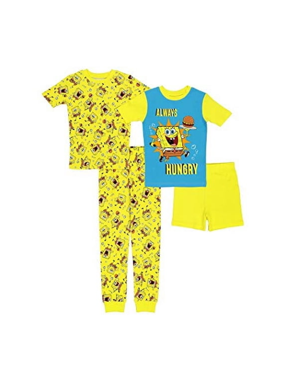 Nickelodeon Boys 4-Piece Cotton Pajama Set, Classic Sponge 2, 8