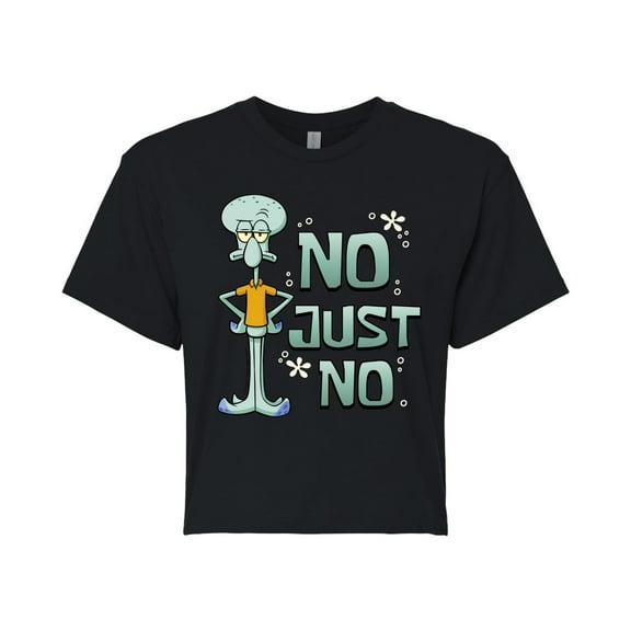 SpongeBob SquarePants - No Just No - Juniors Cropped Cotton Blend T-Shirt