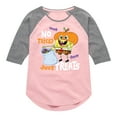 thumbnail image 1 of SpongeBob SquarePants - No Tricks Just Treats - Toddler And Youth Girls Raglan Graphic T-Shirt, 1 of 6