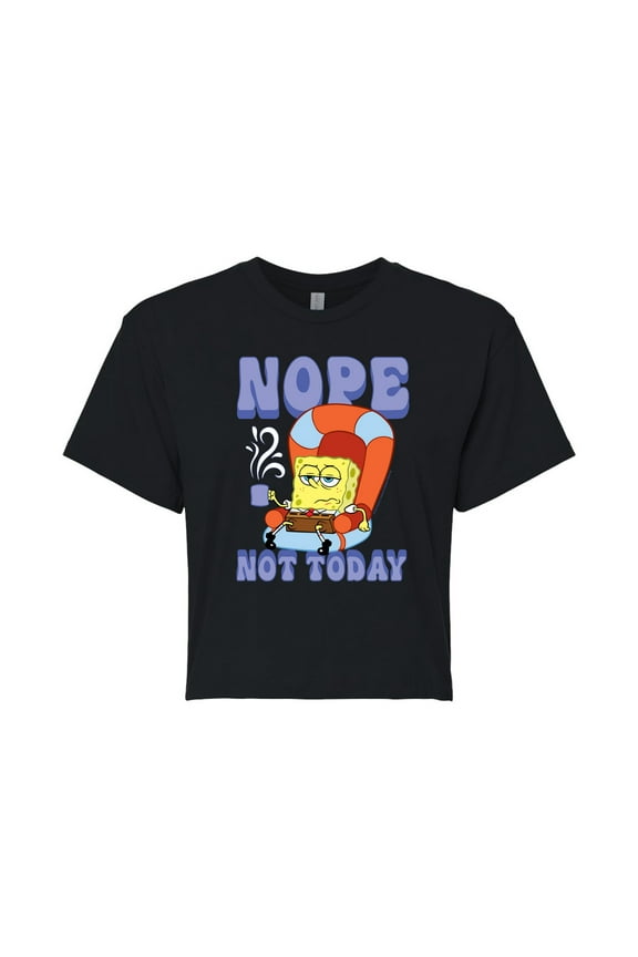 - Not Today Spongebob - Juniors Cropped Cotton Blend T-Shirt