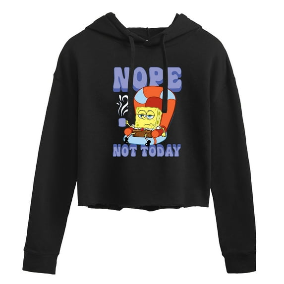 SpongeBob SquarePants - Not Today Spongebob - Juniors Cropped Pullover Hoodie