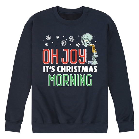 SpongeBob SquarePants - Oh Joy It's Christmas Morning - Men's Crew Neck Fleece Pullover