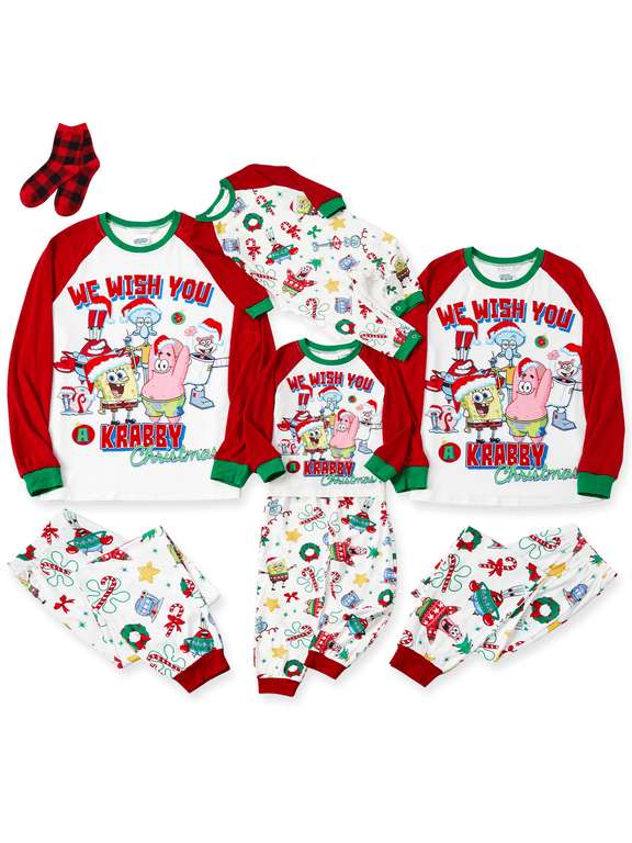 Family Christmas Matching Pajamas for Men 2 Piece Long Sleeve Top and Pants Sets with Christmas Socks Men L