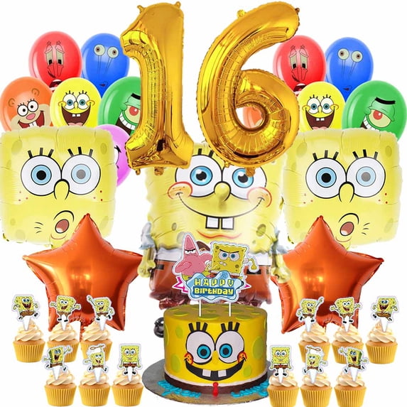 SpongeBob SquarePants Party Supplies 16th Decor Kit Balloons Birthday Cake Topper Decorations