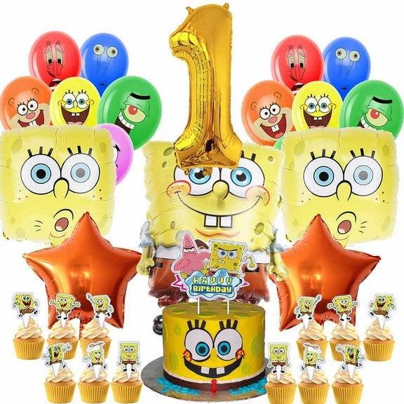SpongeBob SquarePants Party Supplies 1st Decor Kit Balloons Birthday Cake Topper Decorations