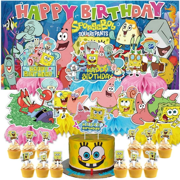 SpongeBob SquarePants Party Supplies Honeycomb Centerpieces Table Toppers Backdrop Decorations for Birthday