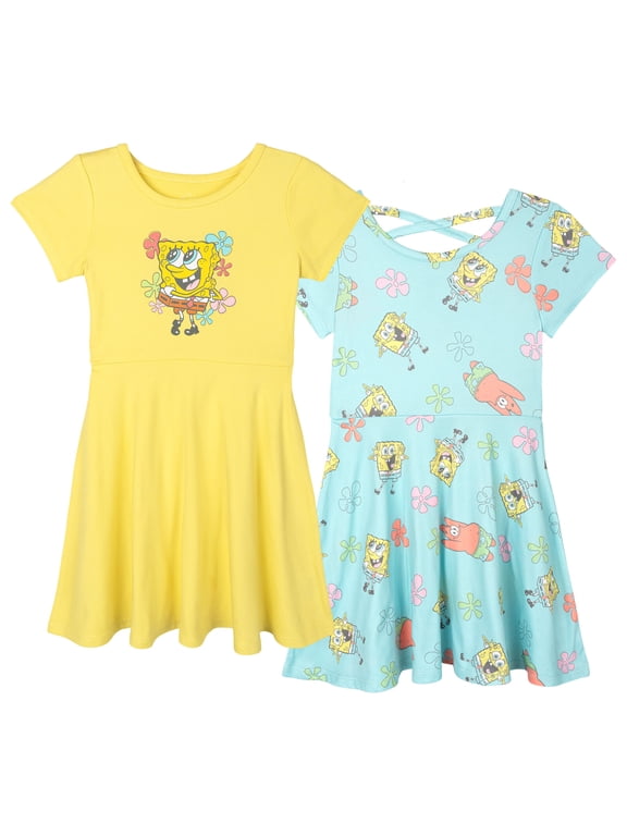 Toddler Girls' 2-Pack Skater Dresses Blue Yellow