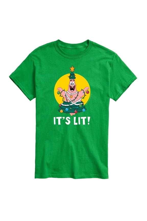 - Patrick Christmas Tree It's Lit - Men's Short Sleeve Graphic T-Shirt