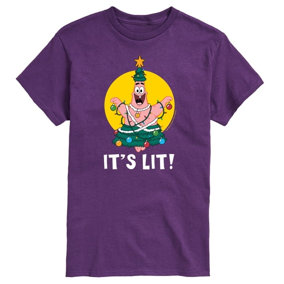 SpongeBob SquarePants - Patrick Christmas Tree It's Lit - Men's Short Sleeve Graphic T-Shirt