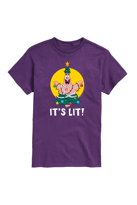 - Patrick Christmas Tree It's Lit - Men's Short Sleeve Graphic T-Shirt