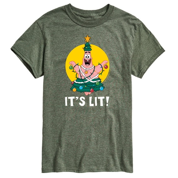 SpongeBob SquarePants - Patrick Christmas Tree It's Lit - Men's Short Sleeve Graphic T-Shirt