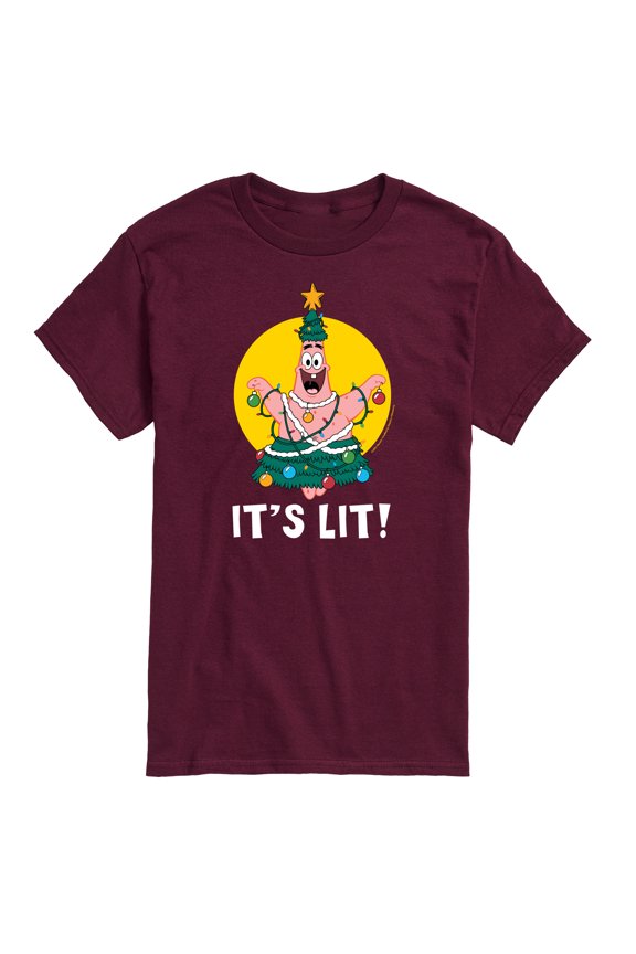 - Patrick Christmas Tree It's Lit - Men's Short Sleeve Graphic T-Shirt
