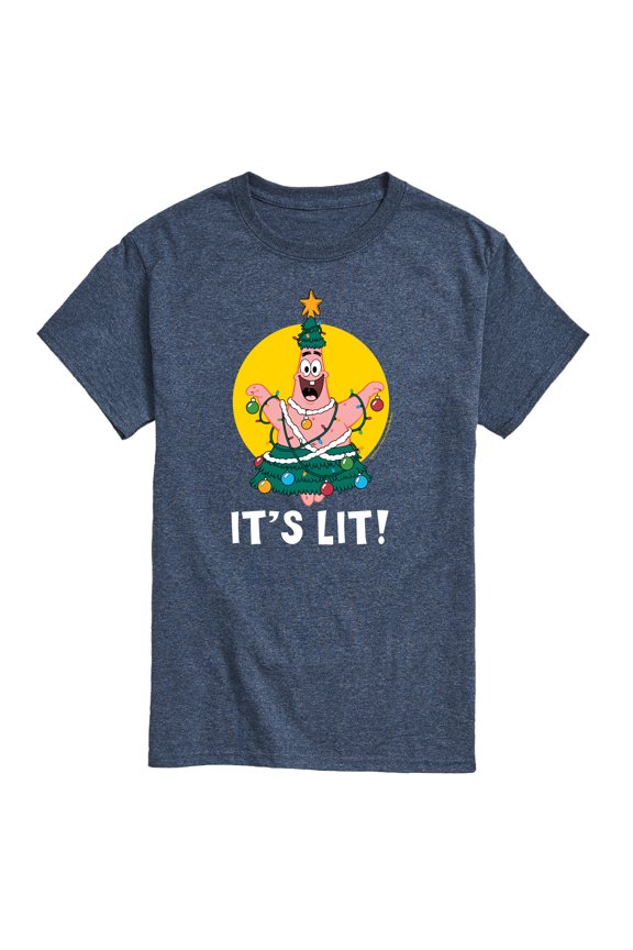 - Patrick Christmas Tree It's Lit - Men's Short Sleeve Graphic T-Shirt