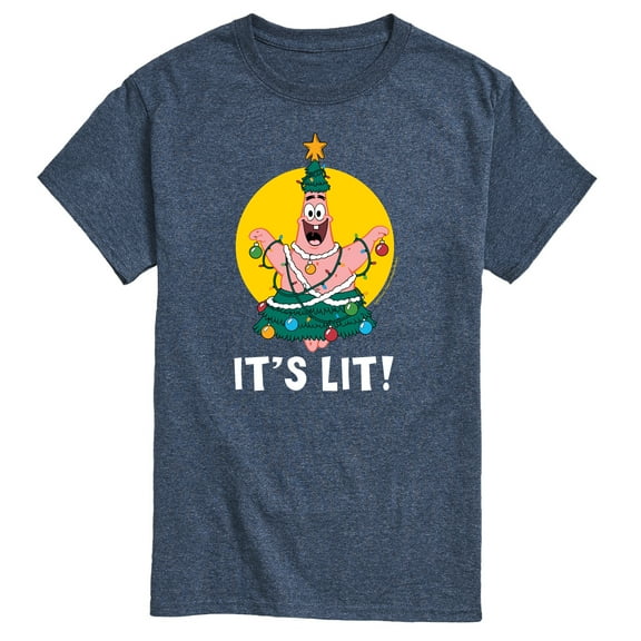 SpongeBob SquarePants - Patrick Christmas Tree It's Lit - Men's Short Sleeve Graphic T-Shirt
