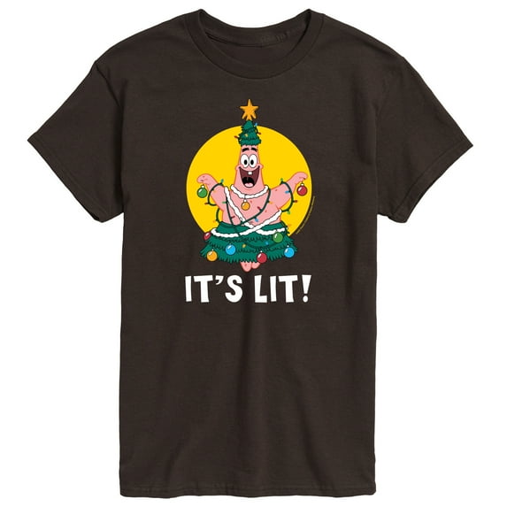 SpongeBob SquarePants - Patrick Christmas Tree It's Lit - Men's Short Sleeve Graphic T-Shirt