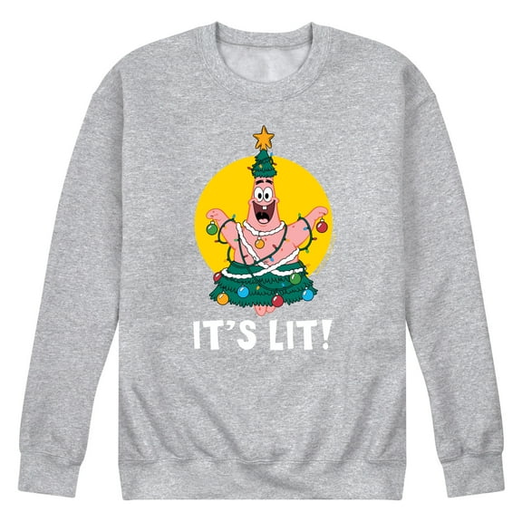 SpongeBob SquarePants - Patrick It's Lit - Men's Crew Neck Fleece Pullover