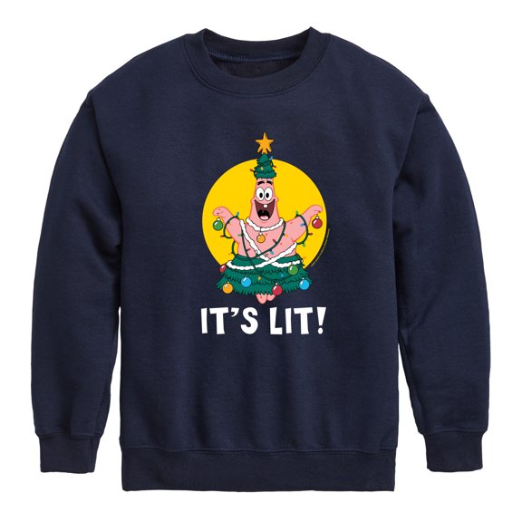 SpongeBob SquarePants - Patrick It's Lit - Toddler And Youth Crewneck Fleece Sweatshirt