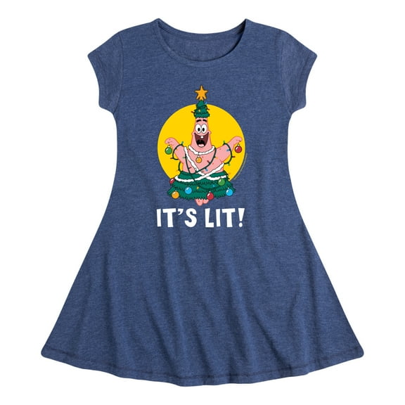 SpongeBob SquarePants - Patrick It's Lit - Toddler And Youth Girls Fit And Flare Dress