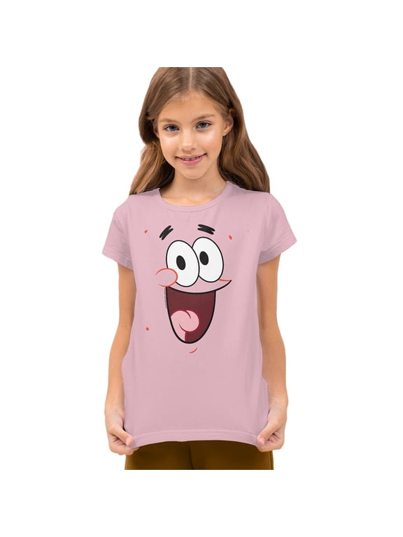 Patrick Smile Kids T Shirt for Youth Boys and Girls, Pink, Medium