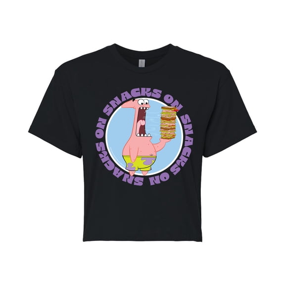 SpongeBob SquarePants - Patrick Snacks On Snacks - Juniors Cropped Cotton Blend T-Shirt