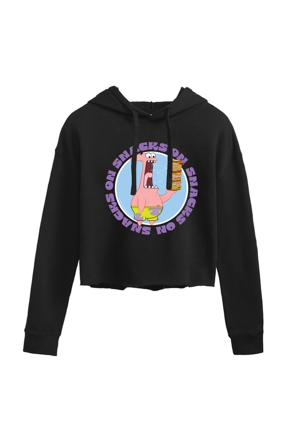 - Patrick Snacks On Snacks - Juniors Cropped Pullover Hoodie
