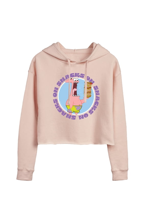 - Patrick Snacks On Snacks - Juniors Cropped Pullover Hoodie
