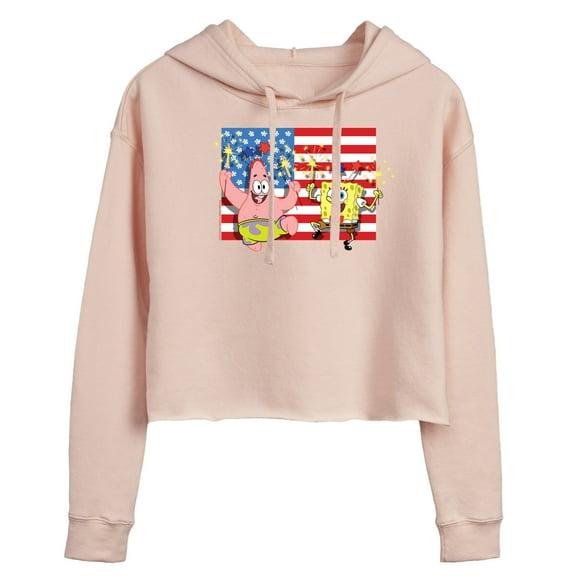 SpongeBob SquarePants - Patrick Sparkers Flag - Juniors Cropped Pullover Hoodie