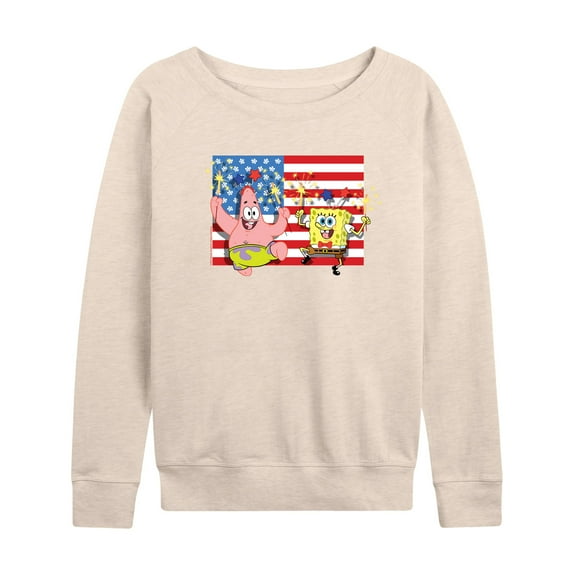 SpongeBob SquarePants - Patrick Sparkers Flag - Women's Lightweight French Terry Long Sleeve Shirt