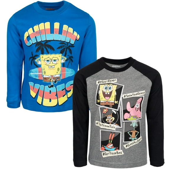 SpongeBob SquarePants Patrick SpongeBob SquarePants Squidward Little Boys 2 Pack Long Sleeve T-Shirts Little Kid to Big Kid