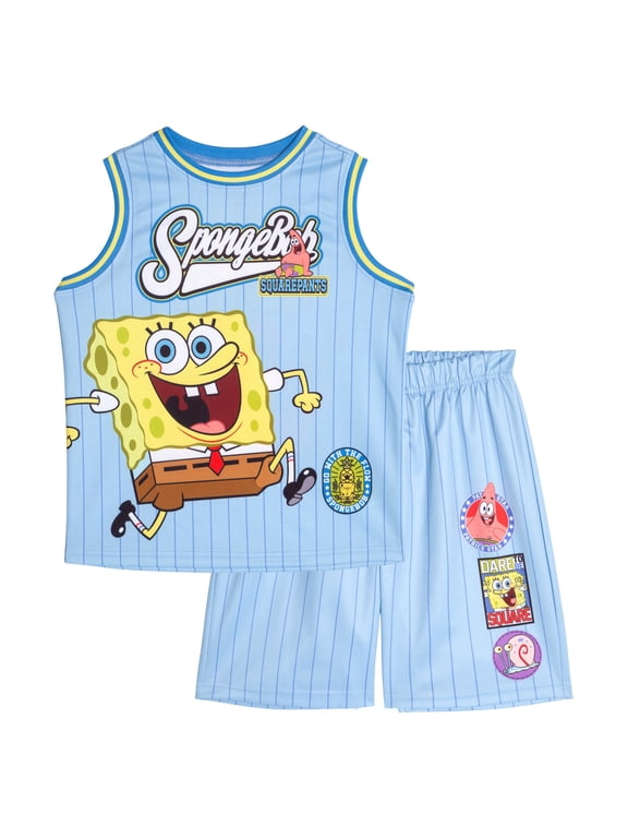 Patrick SpongeBob SquarePants Squidward Mesh Jersey Athletic Tank Top and Basketball Shorts Outfit Set Toddler to Big Kid