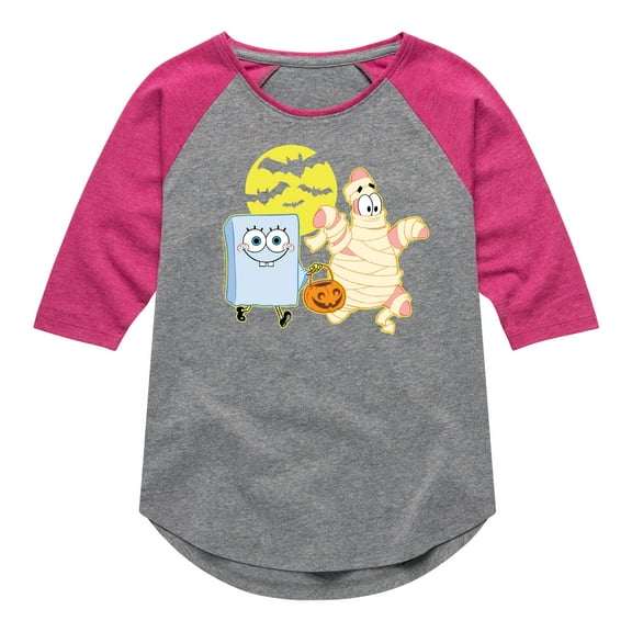 SpongeBob SquarePants - Patrick Trick Or Treating - Girls Shirt Tail Raglan