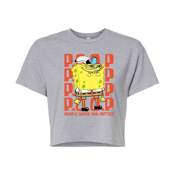 SpongeBob SquarePants - People Order Our Patties - Juniors Cropped Cotton Blend T-Shirt