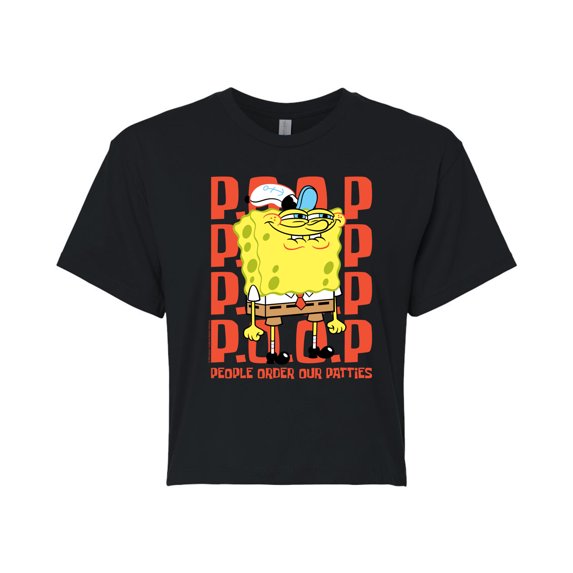 SpongeBob SquarePants - People Order Our Patties - Juniors Cropped Cotton Blend T-Shirt