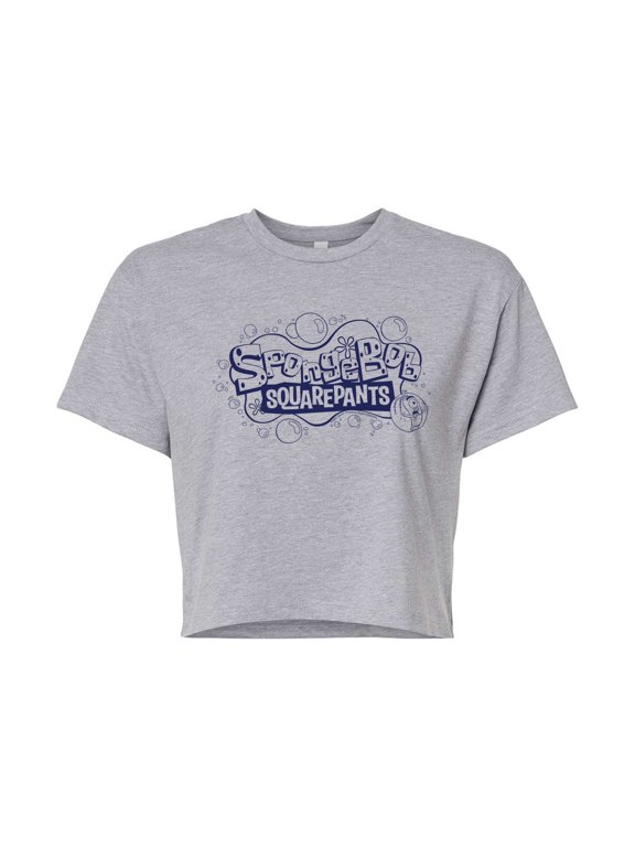 - Plankton Bubble Logo - Juniors Cropped Cotton Blend T-Shirt