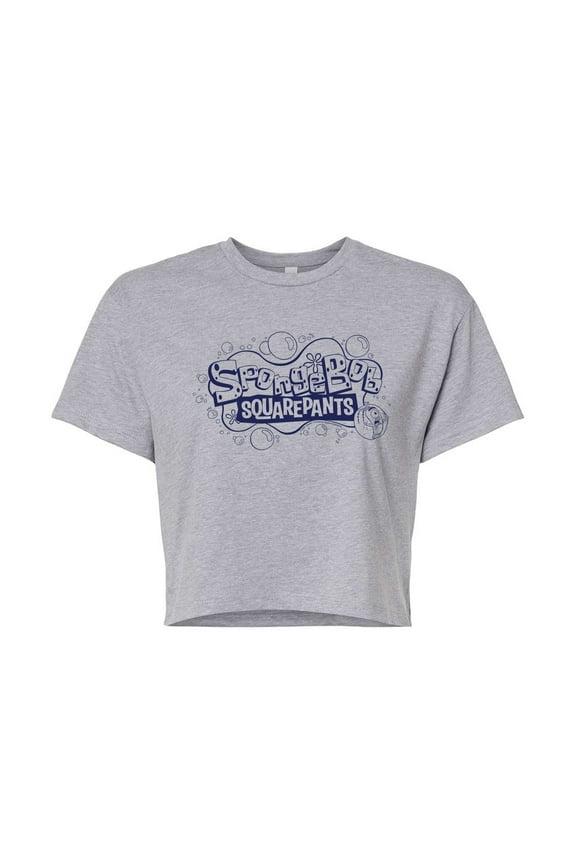 - Plankton Bubble Logo - Juniors Cropped Cotton Blend T-Shirt