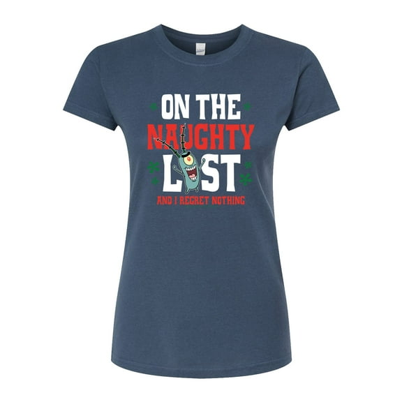 SpongeBob SquarePants - Plankton Naughty List - Juniors Fitted Graphic T-Shirt