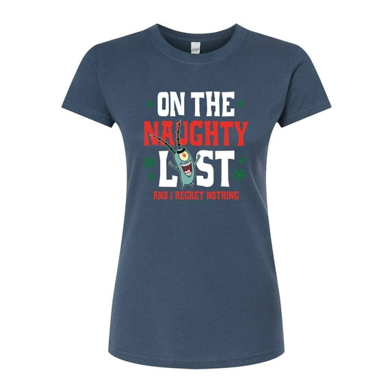 SpongeBob SquarePants - Plankton Naughty List - Juniors Fitted Graphic T-Shirt