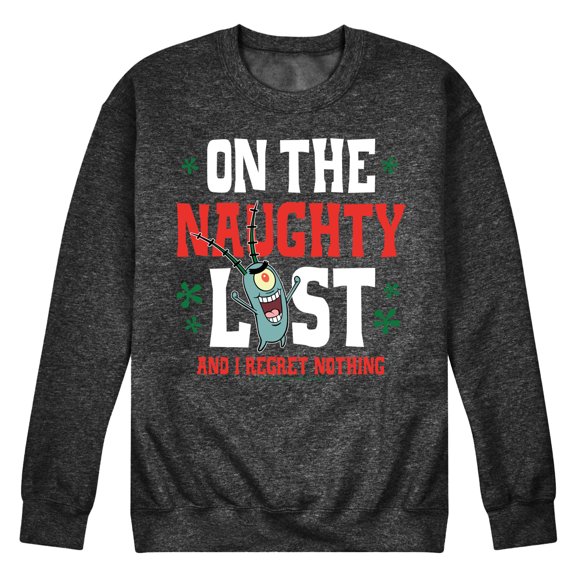 SpongeBob SquarePants - Plankton Naughty List - Men's Crew Neck Fleece Pullover