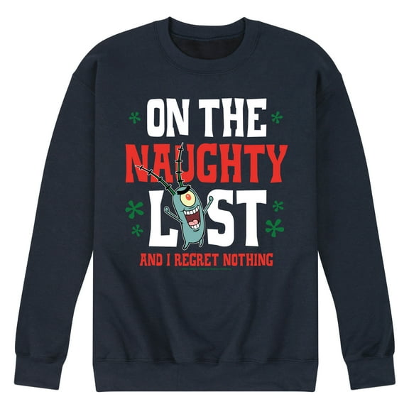 SpongeBob SquarePants - Plankton Naughty List - Men's Crew Neck Fleece Pullover