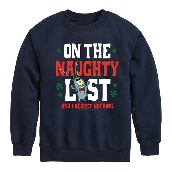 SpongeBob SquarePants - Plankton Naughty List - Toddler And Youth Crewneck Fleece Sweatshirt
