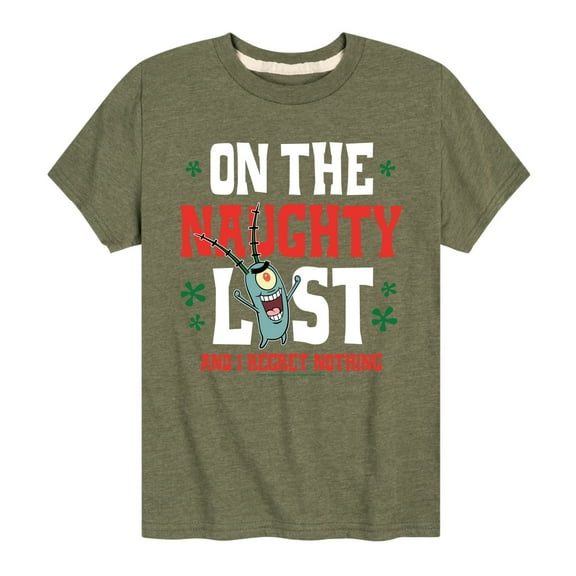 SpongeBob SquarePants - Plankton Naughty List - Toddler And Youth Short Sleeve Graphic T-Shirt