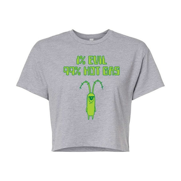 SpongeBob SquarePants - Plankton One Percent Evil - Juniors Cropped Cotton Blend T-Shirt