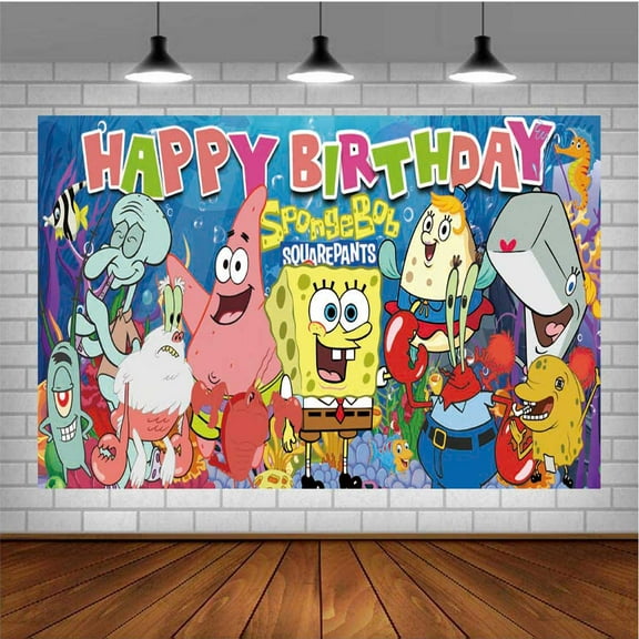 SpongeBob SquarePants Post Wall Decor Birthday Banner Backdrop Background Party Supplies Taspestry
