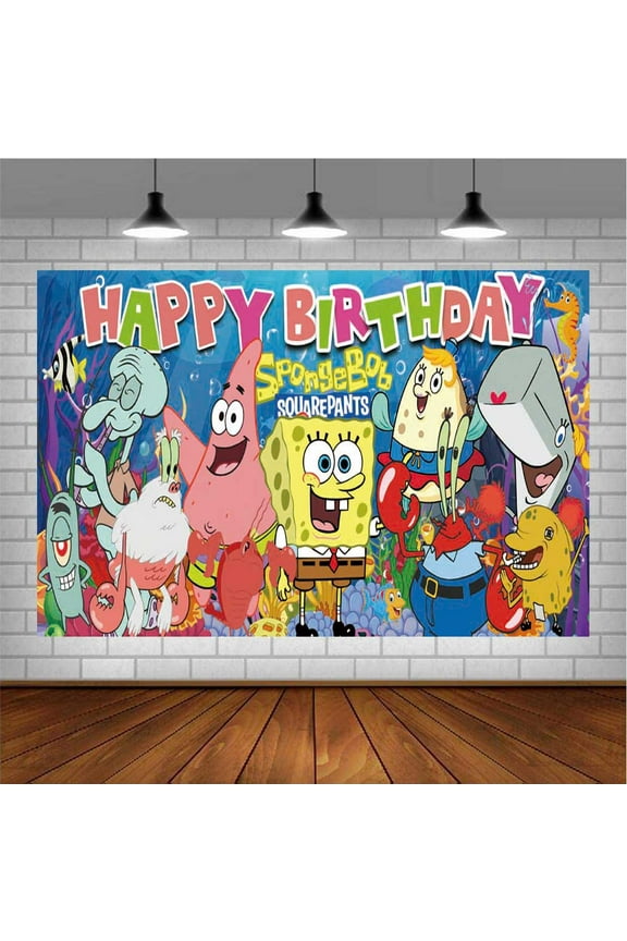 SpongeBob SquarePants Post Wall Decor Birthday Banner Backdrop Background Party Supplies Taspestry