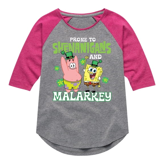 SpongeBob SquarePants - Prone To Shenanigans And Malarkey - Girls Shirt Tail Raglan