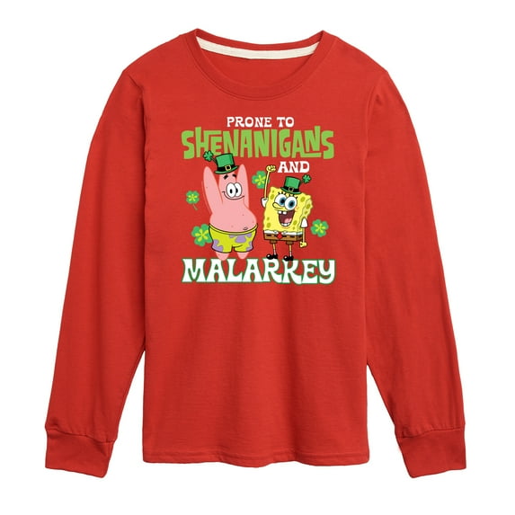 SpongeBob SquarePants - Prone To Shenanigans And Malarkey - Toddler And Youth Long Sleeve Graphic T-Shirt