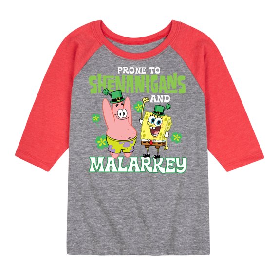 SpongeBob SquarePants - Prone To Shenanigans And Malarkey - Toddler And Youth Raglan Graphic T-Shirt