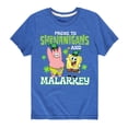 thumbnail image 1 of SpongeBob SquarePants - Prone To Shenanigans And Malarkey - Toddler And Youth Short Sleeve Graphic T-Shirt, 1 of 6