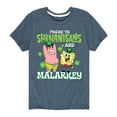 thumbnail image 1 of SpongeBob SquarePants - Prone To Shenanigans And Malarkey - Toddler And Youth Short Sleeve Graphic T-Shirt, 1 of 6